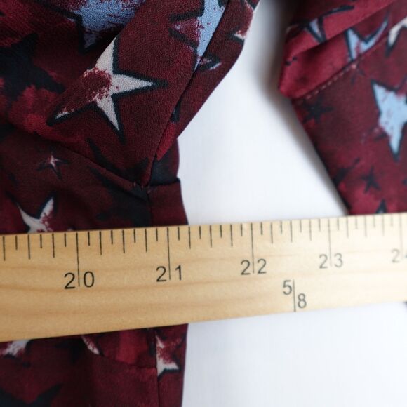 Kut From The Kloth Patriotic Blouse Womens Large Red White Blue Stars USA Button - Picture 4 of 13